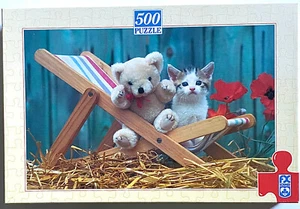 Puzzle 500 Teile,Katze und Tedybär 48x31,5cm # 7-H5-G402 - Bild 1 von 1