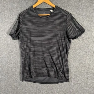 Adidas Shirt Womens Medium Black Jersey Climalite Gym Energy Running Striped - Picture 1 of 14