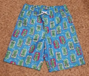 Lands' End Boy's Size 8 Swim Shorts Green Blue Pink Alligator Elastic Waist NWOT - Picture 1 of 8