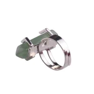 Fashion Natural Stone Rings Jewelry Ring Luck Hexagon Silver Plated Ring Gift - Picture 1 of 6