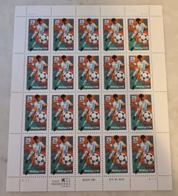 US Stamps Scott 2834 - 1994 - World Cup Soccer - 29c - Full sheet - PB - MNH - Image 1 of 2