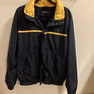 Nautica Windbreaker Jacket Full Zip Navy Blue/Yellow Sportswear Adult Men’s M # - Picture 1 of 8