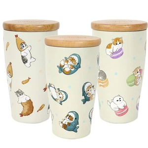 mofusand Thermal Cold Insulated Tumbler Stainless Cup with Wooden Lid 350ml - Picture 1 of 9