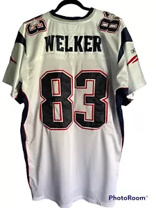 MAGLIA VINTAGE NUOVA CON ETICHETTE NEW ENGLAND PATRIOTS #83 WES WELKER SUPER BOWL XLII TAGLIA 54 - Foto 1 di 8