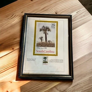 1988 South Carolina Statehood Bicentennial Stamp Framed Print USPS 25c Palm Tree - Picture 1 of 7