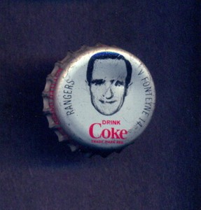1964-65 HOCKEY COCA-COLA COKE BOTTLE CAP WITH CORK VAL FONTEYNE N Y RANGERS 