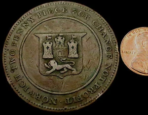 W813: 1810-14 ROBERT BLAKE, Norwich Very Large Copper TWOPENCE.  Bell 910 - Picture 1 of 2