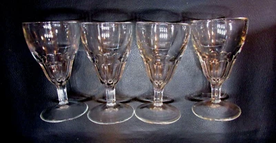 4 Vintage Federal Glass Octagon Paneled 4" Small Round Stemmed Aperitif Cordials - Image 1 of 4