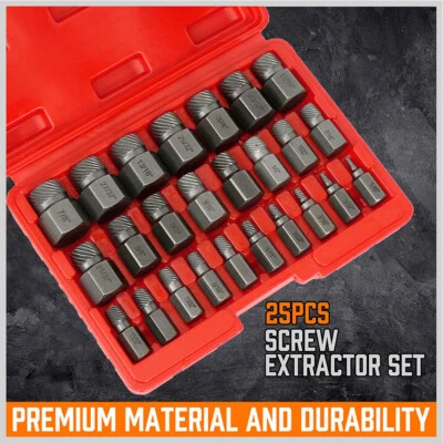 25-Piece Damaged Screw Extractor Set Multi-Spline Easy Out Broken Bolt Remover - image 1 of 4