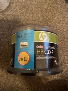 HP Color Lightscribe CD-R Discs 50 PK 52X 700 MB 80 Min Music ~ Brand NEW SEALED - Picture 1 of 7