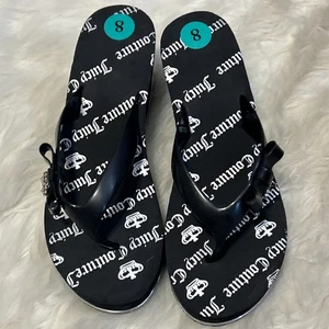 Chanclas Juicy Couture para mujer talla 8 negras plataforma corona encanto arco NUEVAS - Imagen 1 de 8