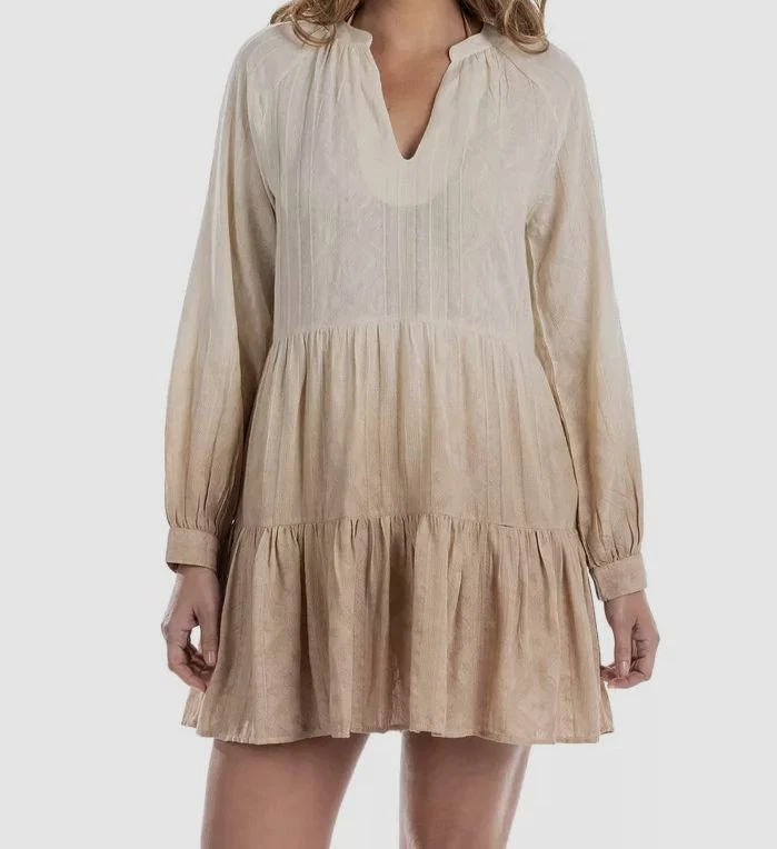 Dotti Women's Ombre Cotton Swim Cover-Up Dress Med Beige XL