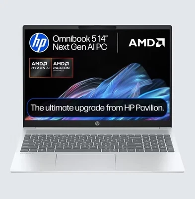HP OmniBook 5 Laptop 16” AMD Ryzen AI 5 16GB RAM 1TB SSD 2K Silver C Grade - Image 1 of 4
