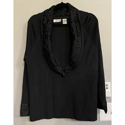 Laura Ashley Sweater Golden Glamour Knit Embroidered Collar Womens 1X New - Image 1 of 4