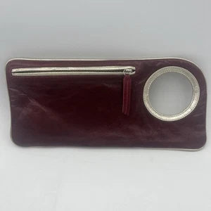 ARZA Designs Hands Free Armband Clutch weinrot Leder Silberrand Handtasche - Medium - Bild 1 von 9