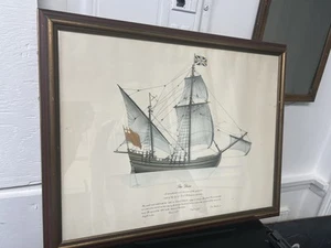Impresión inglesa del barco "La paloma", firmado Peter Egeli, 1970 vidrio enmarcado - Imagen 1 de 3