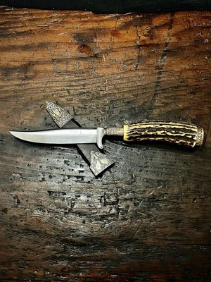 Vintage Rare Henley & Co Solingen Germany Othello Knife Stag W/ Leather Sheath - Image 1 of 4
