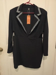 SHEIN Curve - Black White Pearl Cut Out A-line Dress - Size 1XL - Picture 1 of 4