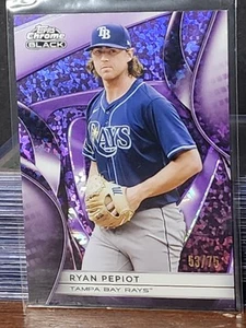 2025 Topps Chrome Black Ryan Pepiot Purple Mini Diamonds #’ed/75 Tampa Bay Rays - Picture 1 of 2