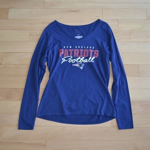 NFL Patriots Football Scoop Neck Long Sleeve Shirt Top Size L - Picture 1 of 4