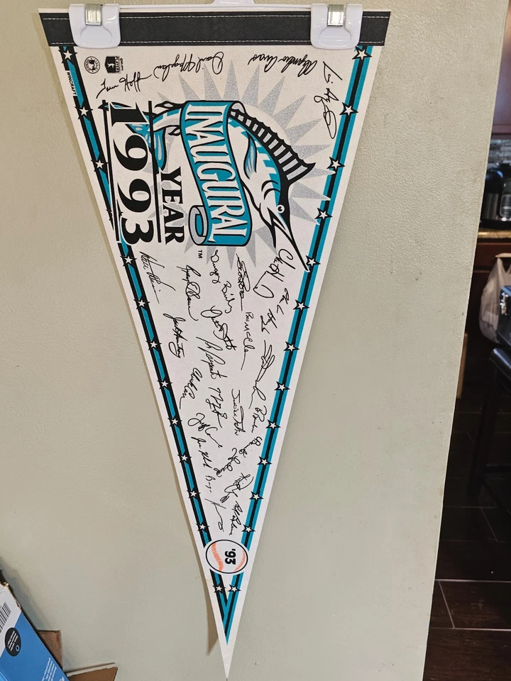 FLORIDA MARLINS  1993  INAUGURAL MLB FELT PENNANT 12X30 INCH 9/27/25 - Image 1 of 2