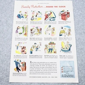 1947 Dosenhersteller Institut Familienschutz Sicherheit Vintage Farbdruck Anzeige - Bild 1 von 1