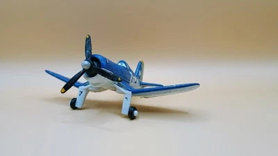 Disney Pixar Planes Mattel Die Cast Skipper Riley Plane #7 Blue X9461 - Image 1 of 4