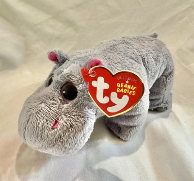 Rare, Vintage TY Beanie Baby ‘Tumba’ Hippo 7" Large Eyes New With Tags - Image 1 of 4