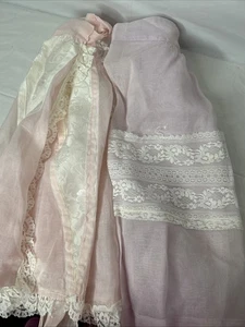 Two Vintage Half Aprons Pink Sheer & White Floral Panels, and Pink Sheer w/ Lace - Picture 1 of 12