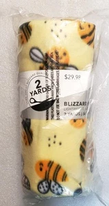 Blizzard Fleece Happy Bee Tossed on Yellow 2 Yd 58" Wide Roll Lightweight Fleece - Picture 1 of 3