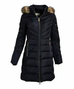 MICHAEL KORS Women Dark Blue DOWN Puffer Hooded Winter Coat Faux Fur Size XS , S - Picture 1 of 1