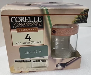 4 Corelle Coordinates Mesa Verde 7oz Juice Glasses W/Box NOS 1999 Corning Revere - Picture 1 of 10