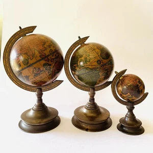 🟠 collezione 3 mappamondi Vintage in legno con etichetta made in Italy 1970 - Foto 1 di 10