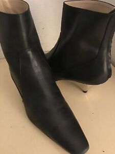 Zara wmen black leather silver kitten heel boots US 9 Euro 40