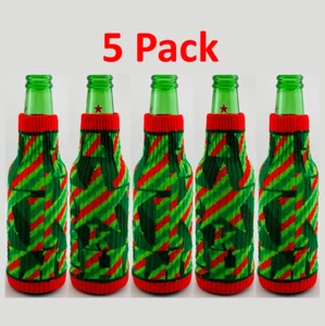 5 Pack Christmas Holiday Bottle Covers Red Wine Bottle Drink Holders Can Cozies - Picture 1 of 6