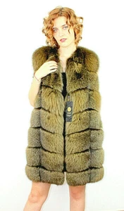 Fox Fur Vest Jacket Coat Women's Genuine Fur Size M 100% Natural Fur New - Picture 1 of 9
