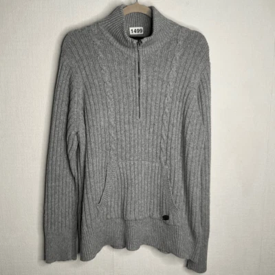 Suéter Harley Davidson pulôver cinza bordado malha meio zíper - Tamanho 1X - Imagem 1 de 4