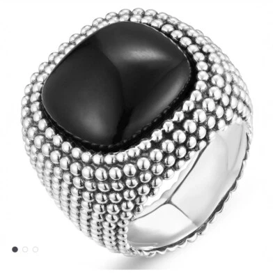 Anello Argento 925 E Onice Nero Di Giorgio Paris Mis.20 - Immagine 1 di 3