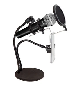 Technical Pro Broadcast Podcast Podcasting Desk Stand w/ Microphone+Phone Holder - Picture 1 of 12