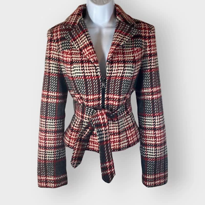 The Limited Womens Jacket | Small | Plaid | Recycled Wool Blend | Crop | Belted - Image 1 of 4