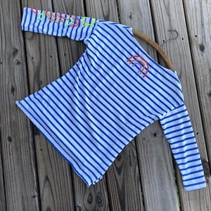 Sundry Maritime Striped Embroidered Top Size 0 XS Rainbow Heart - Picture 1 of 12
