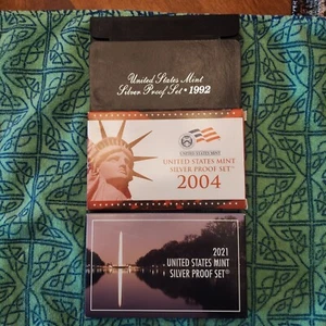 US Mint Silver Proof Sets - 1992S (Open Box), 2004, 2021. - Picture 1 of 1