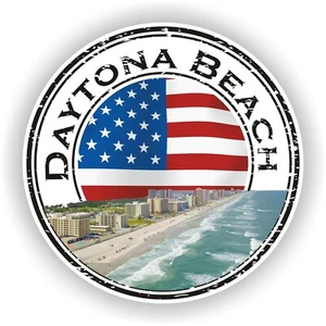 Daytona Beach Florida Round Flag Sticker / High Resolution Vinyl Waterproof - Picture 1 of 1