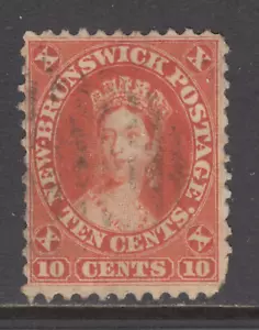 New Brunswick Sc 9 used. 1860 10c vermillion Queen Victoria, few short perfs - Picture 1 of 2