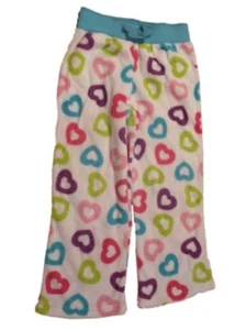 Girls White Fleece Color Heart Sleep Pant Heart Pajama Bottom Lounge XS 4/5 - Picture 1 of 1