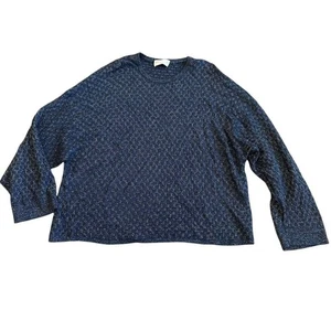 Babaton 1-01 Pullover Sweater Navy Silver Metallic Stretch Size Medium NWOT - Picture 1 of 13