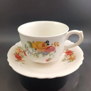 Homer Laughlin Rose & Poppy Virginia Rose Teacup & Saucer, Quantity Discounts - Picture 1 of 10