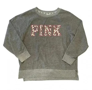 PINK Victoria’s Secret Logo Leopard Crewneck Sweatshirt Women’s Size Small - Picture 1 of 8