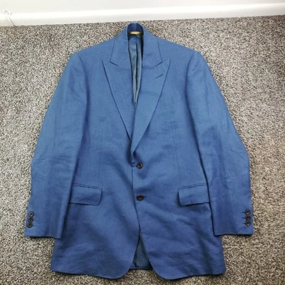 Bespoke Paul Stuart Sport Coat Blazer Linen Peak Lapel Blue 38R USA Made - Image 1 of 4
