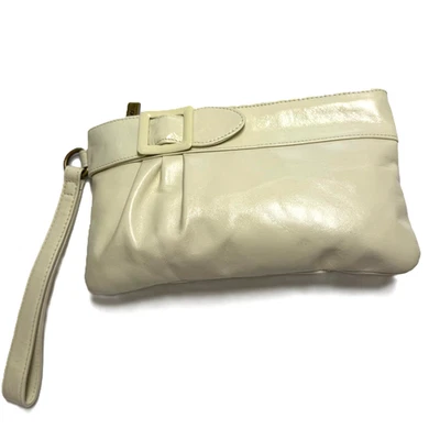 Bolso sin asas Hobo International cuero crema hebilla acento forro cachemir Foto 1 de 4